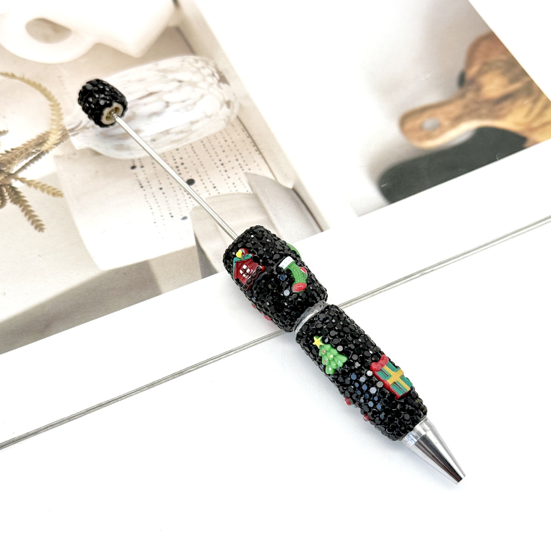 Wholesale Christmas Full Diamond Pen DIY Beadable Pen Elk Snowman